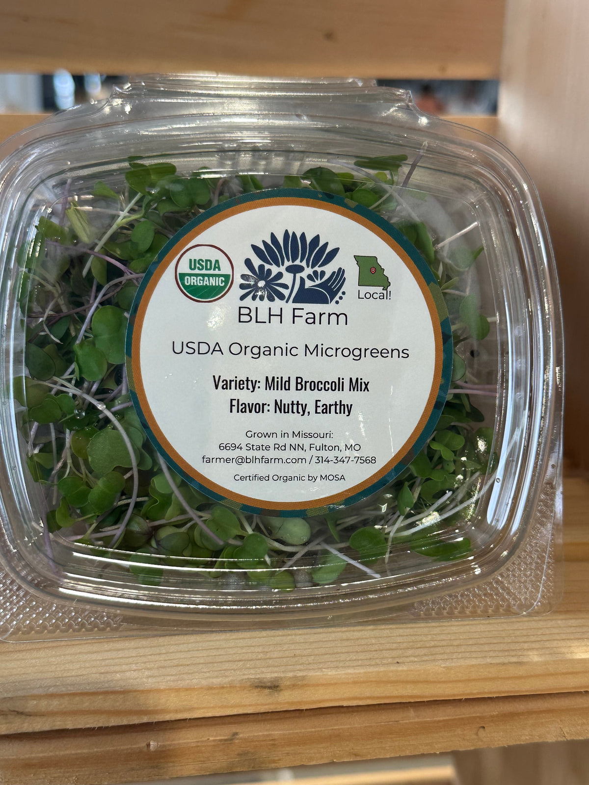 BLH Farm USDA Organic Mild Broccoli Mix microgreens container