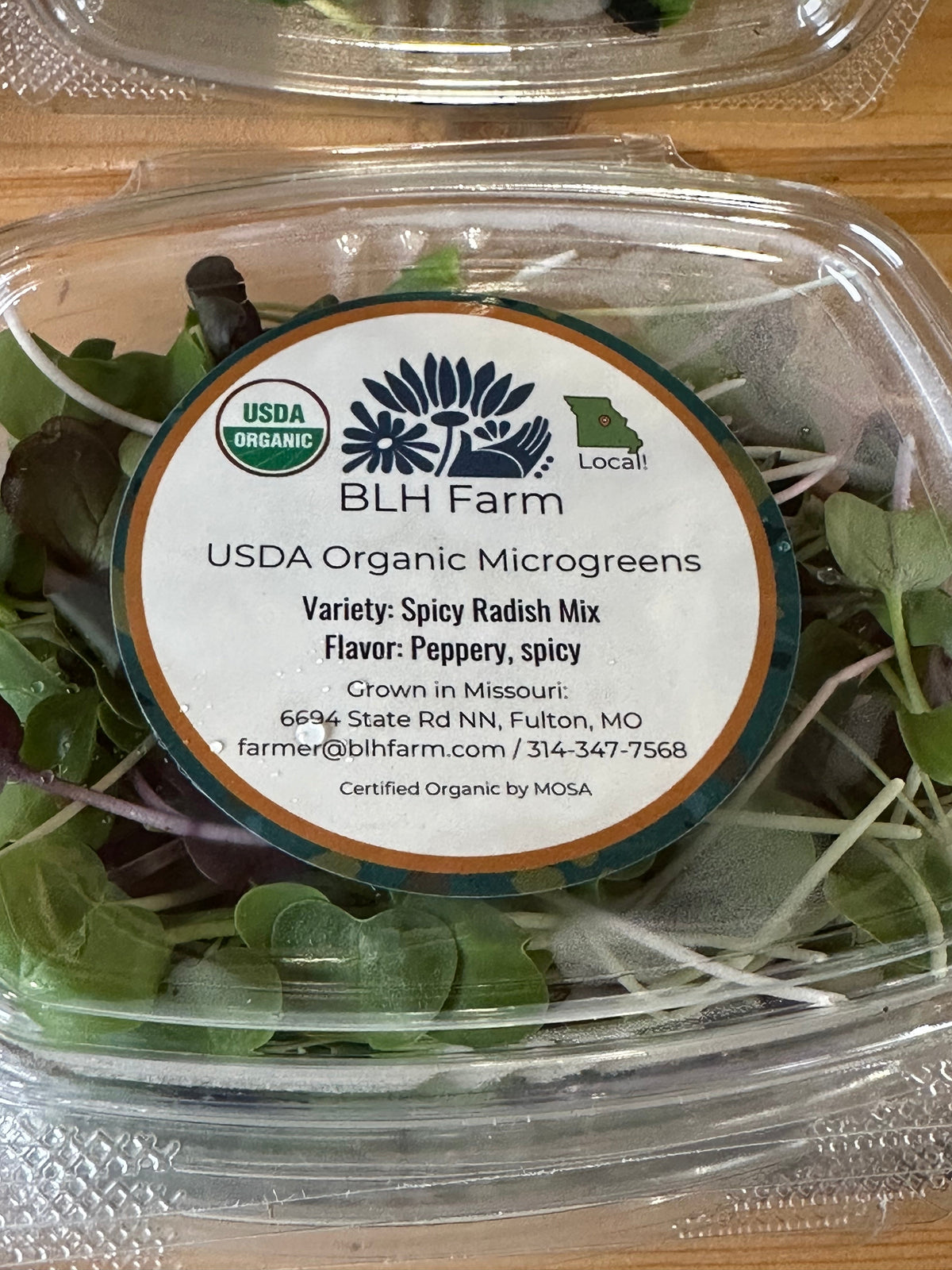 BLH Farm USDA Organic Spicy Radish Mix microgreens container