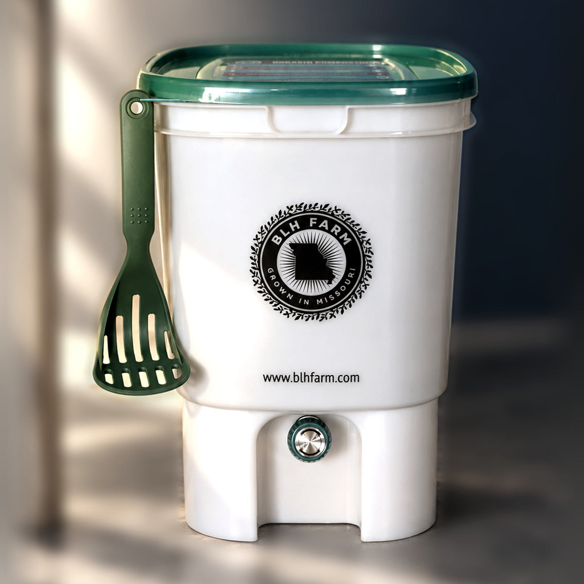 BLH Farm single bokashi bin with masher