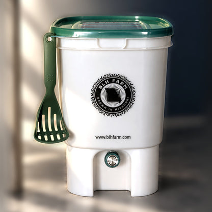 BLH Farm single bokashi bin with masher